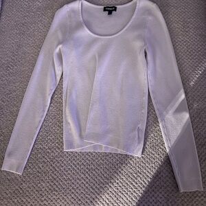 Express Long Sleeve Scoop Neck Sweater - White